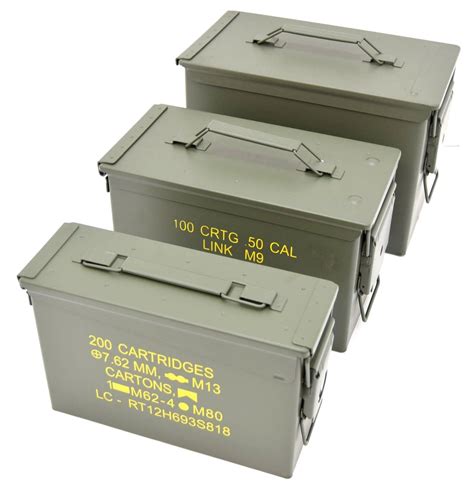 50 cal metal ammo boxes for sale|surplus 50 cal ammo cans.